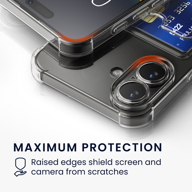 kwmobile Hülle mit Kartenfach kompatibel mit Apple iPhone 16 - Handyhülle iPhone 16 mit Kartenfach - Soft Case - Schutzhülle