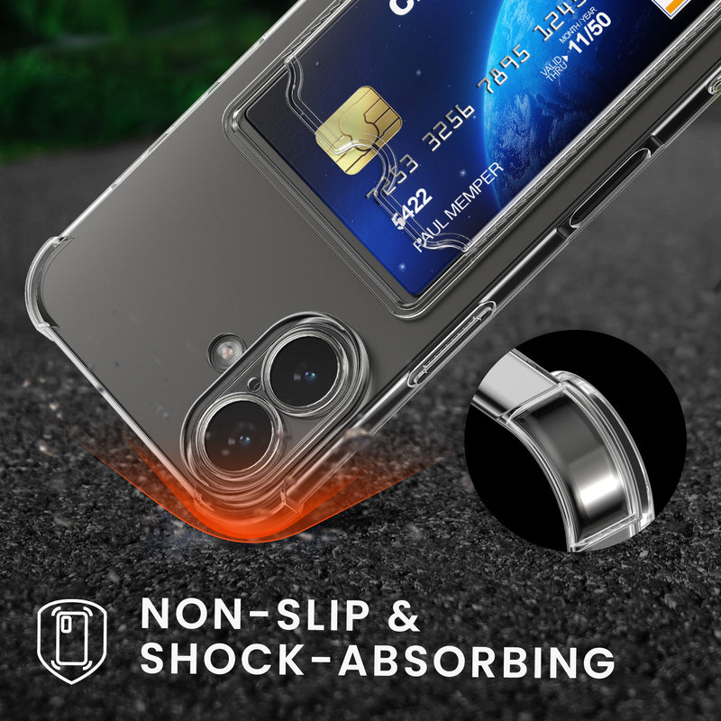 kwmobile Hülle mit Kartenfach kompatibel mit Apple iPhone 16 - Handyhülle iPhone 16 mit Kartenfach - Soft Case - Schutzhülle
