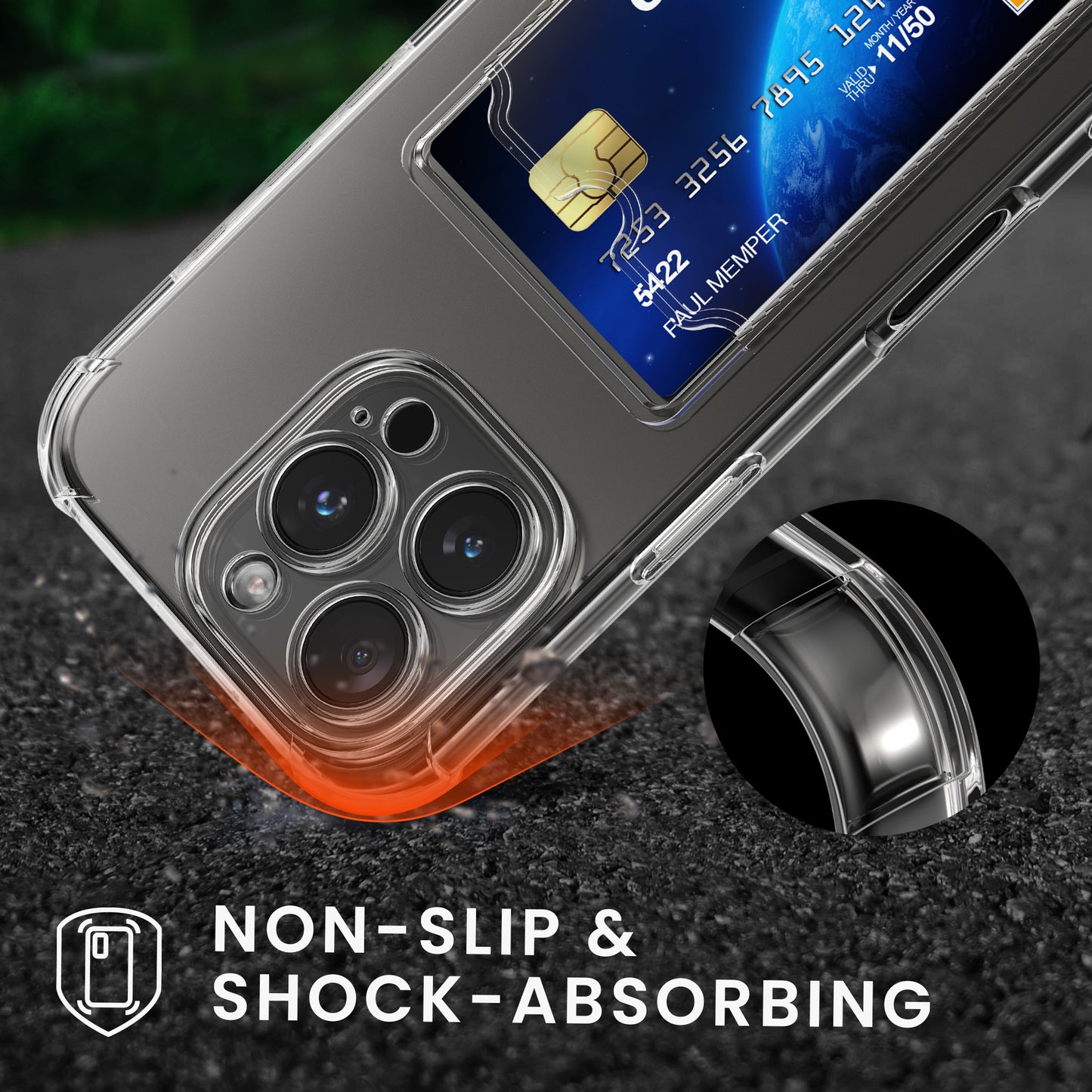 kwmobile Hülle mit Kartenfach kompatibel mit Apple iPhone 16 Pro Max - Soft Case - Schutzhülle