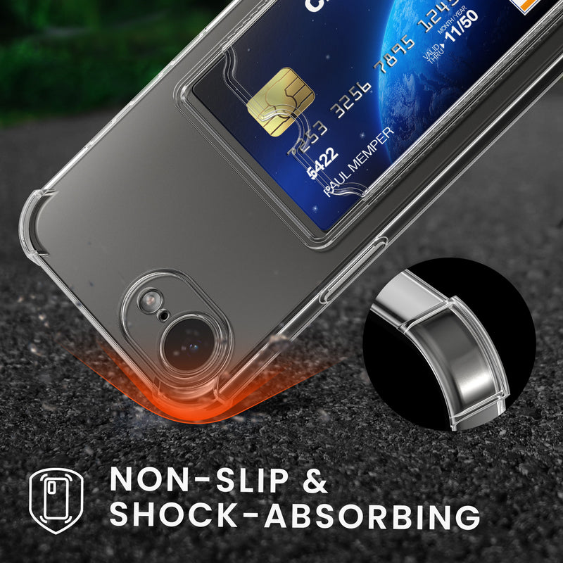 kwmobile Hülle mit Kartenfach kompatibel mit Apple iPhone 17e / iPhone 16e - Soft Case - Schutzhülle Transparent