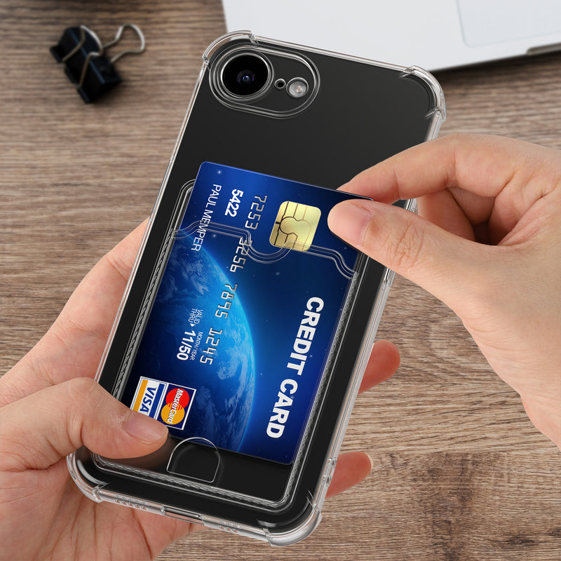 kwmobile Hülle mit Kartenfach kompatibel mit Apple iPhone 17e / iPhone 16e - Soft Case - Schutzhülle Transparent