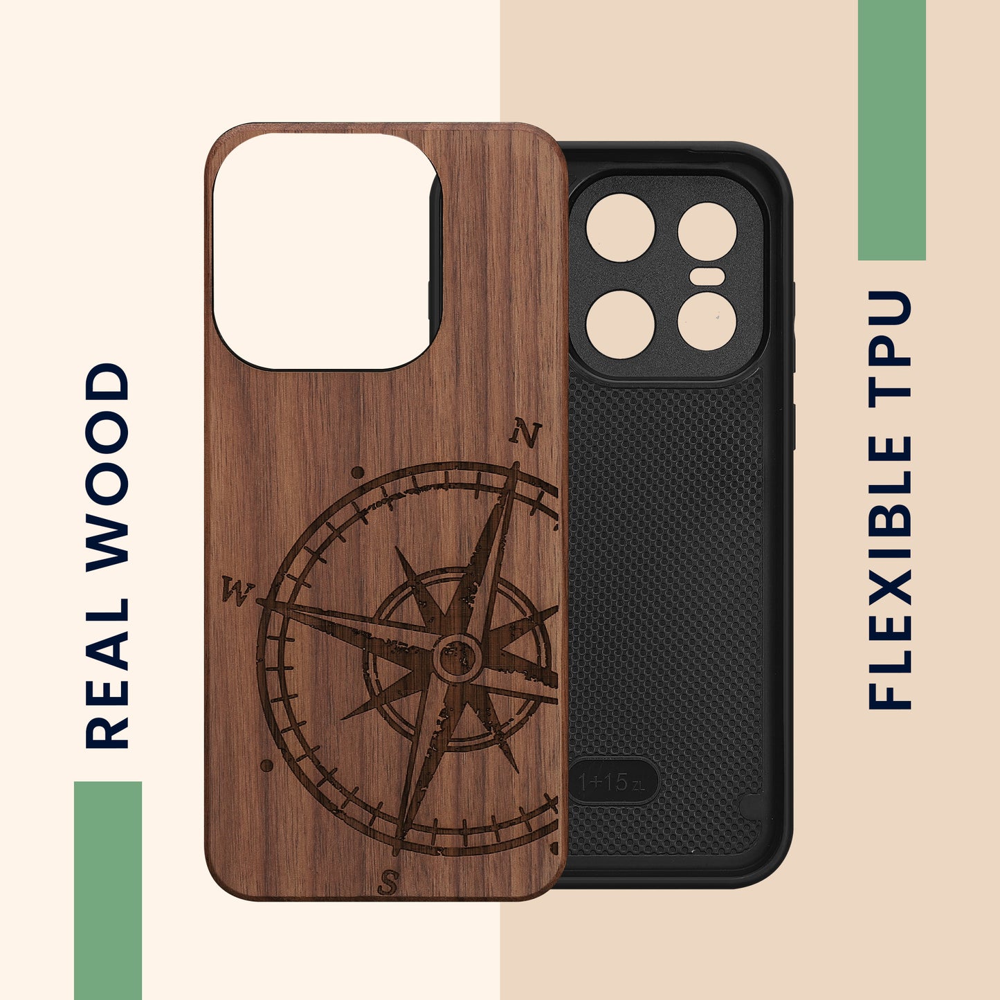 kwmobile Hülle kompatibel mit OnePlus 15 Handy Cover TPU Handyhülle Kompass Vintage
