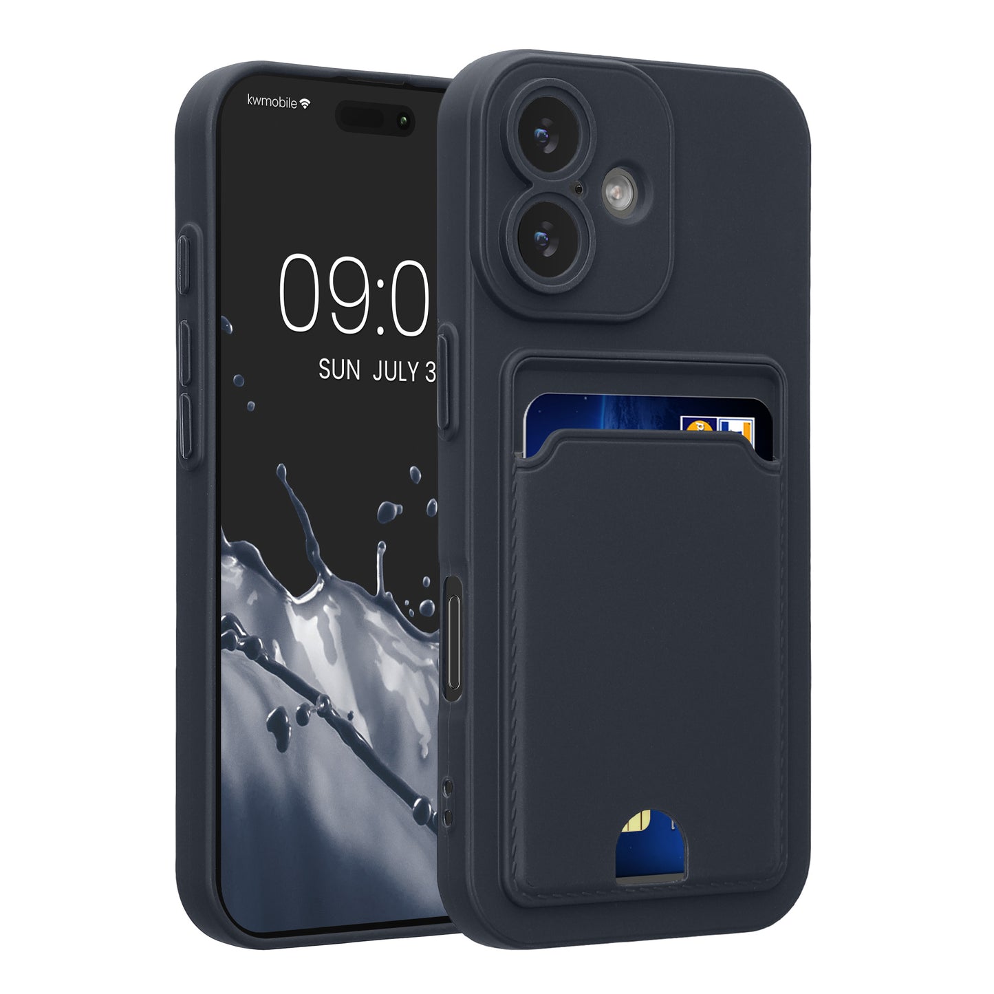 kwmobile Handyhülle kompatibel mit Apple iPhone 17 Hülle - Handy Cover mit Fach für Karten - in Dunkelblau Dunkelblau  