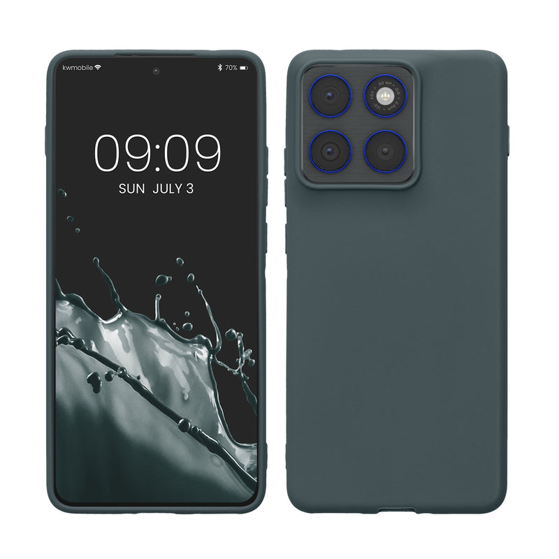 kwmobile Hülle kompatibel mit Motorola Edge 70 Hülle - weiches TPU Silikon Case - Cover geeignet für kabelloses Laden - Dunkler Schiefer Dunkler Schiefer  