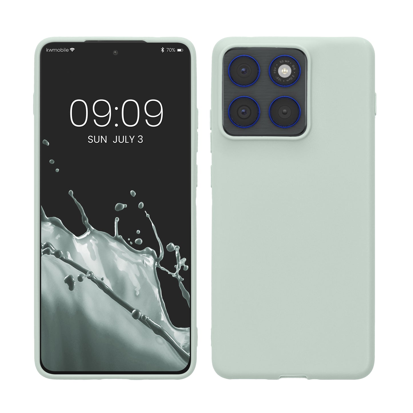 kwmobile Hülle kompatibel mit Motorola Edge 70 Hülle - weiches TPU Silikon Case - Cover geeignet für kabelloses Laden - Cool Mint Cool Mint  