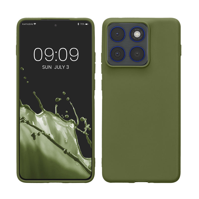 kwmobile Hülle kompatibel mit Motorola Edge 70 Hülle - weiches TPU Silikon Case - Cover geeignet für kabelloses Laden - Grasgrün Grasgrün  