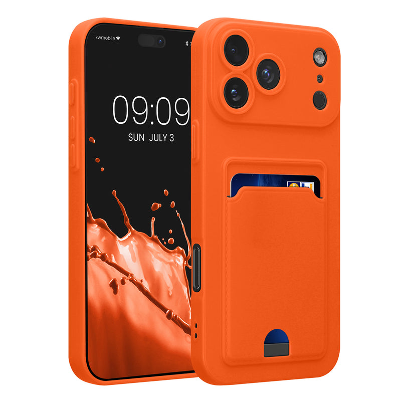 kwmobile Handyhülle kompatibel mit Apple iPhone 17 Pro Max Hülle - Handy Cover mit Fach für Karten - in Orange Orange  