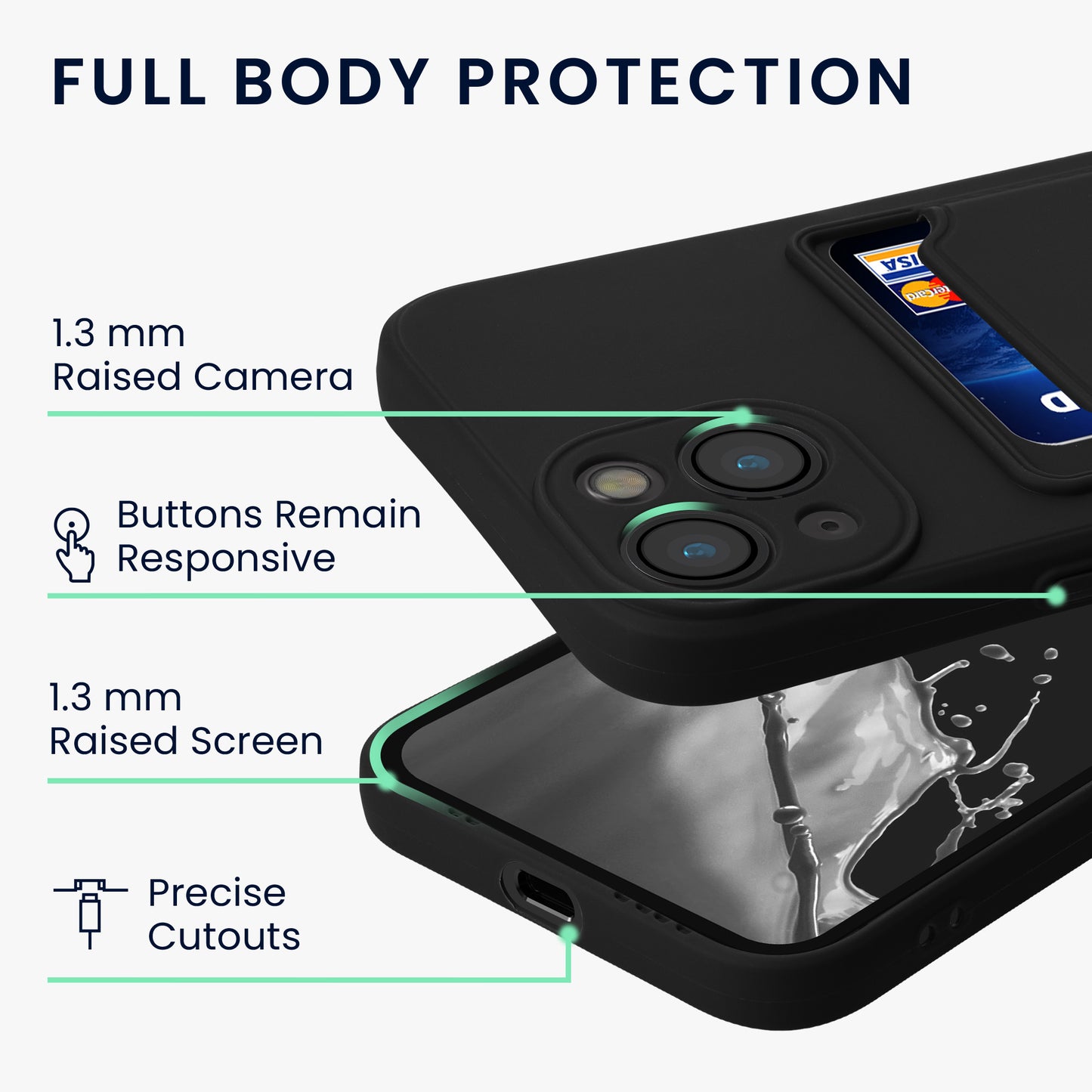 kwmobile Handyhülle kompatibel mit Apple iPhone 13 - Handy Cover mit Fach für Karten