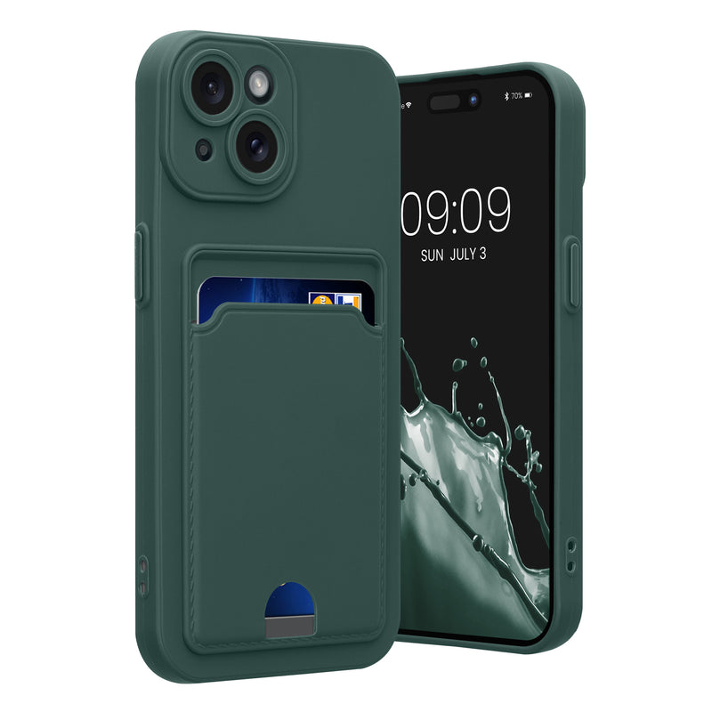 kwmobile Handyhülle kompatibel mit Apple iPhone 15 - Handy Cover mit Fach für Karten