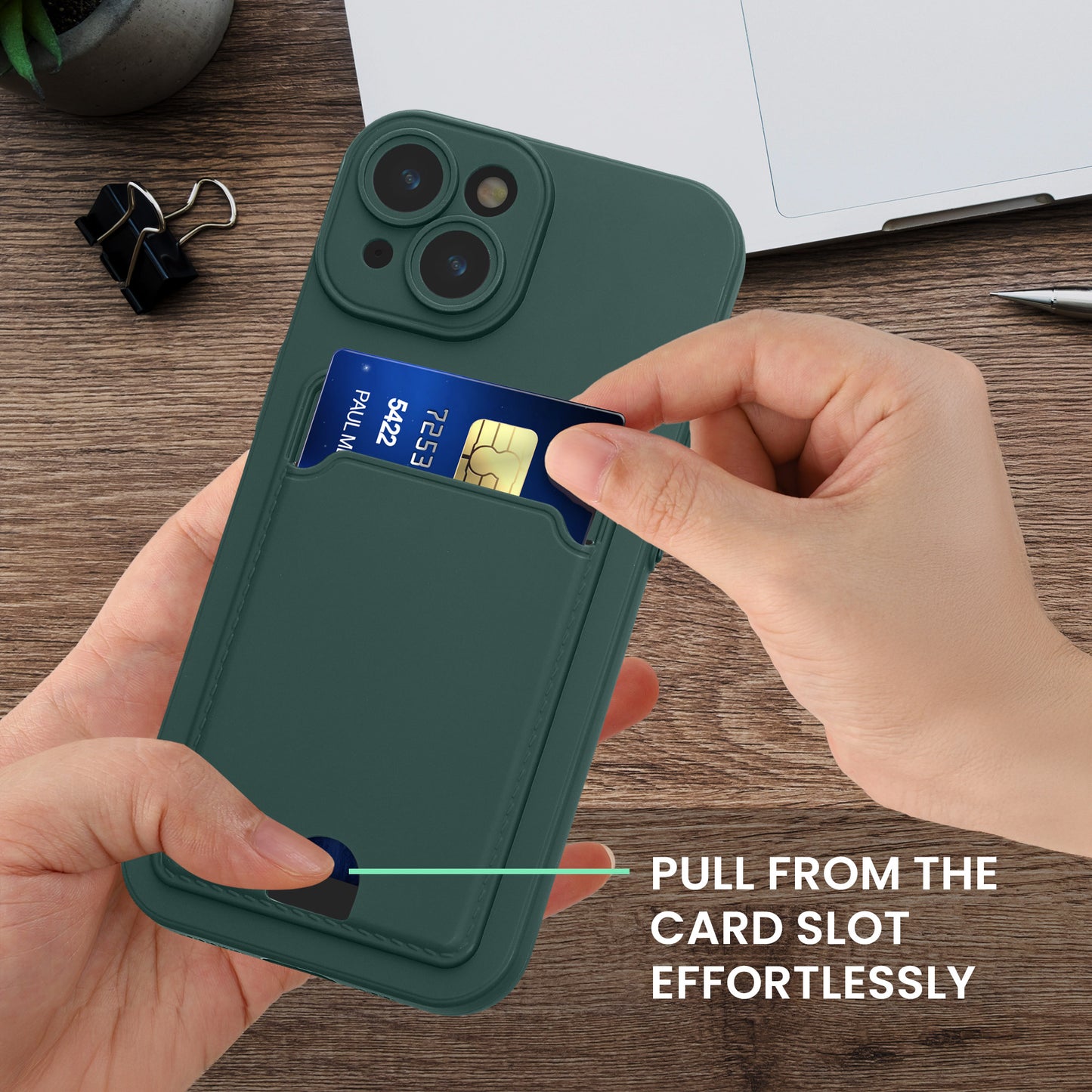 kwmobile Handyhülle kompatibel mit Apple iPhone 15 - Handy Cover mit Fach für Karten