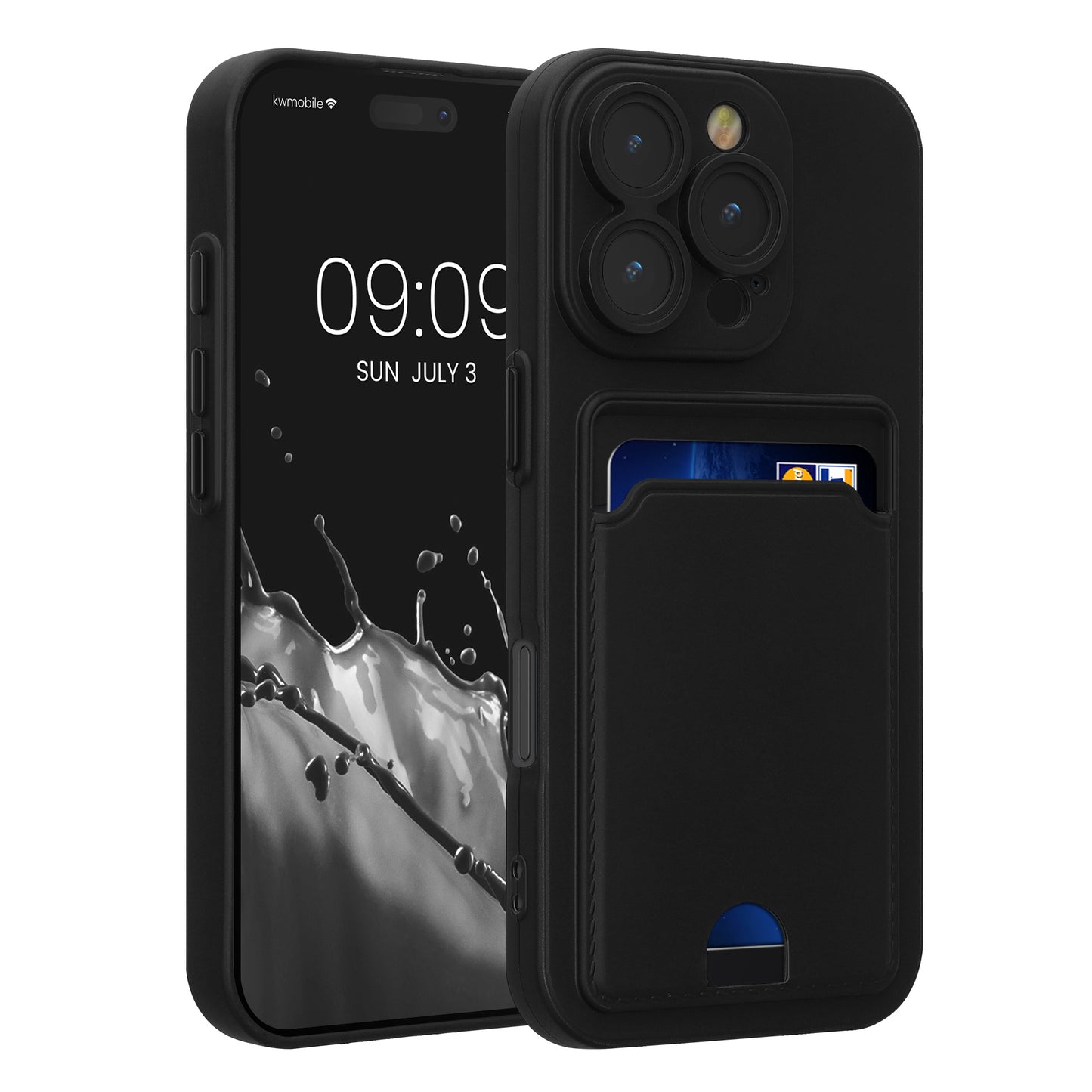 kwmobile Handyhülle kompatibel mit Apple iPhone 16 Pro Hülle - Handy Cover mit Fach für Karten - in Schwarz Schwarz  