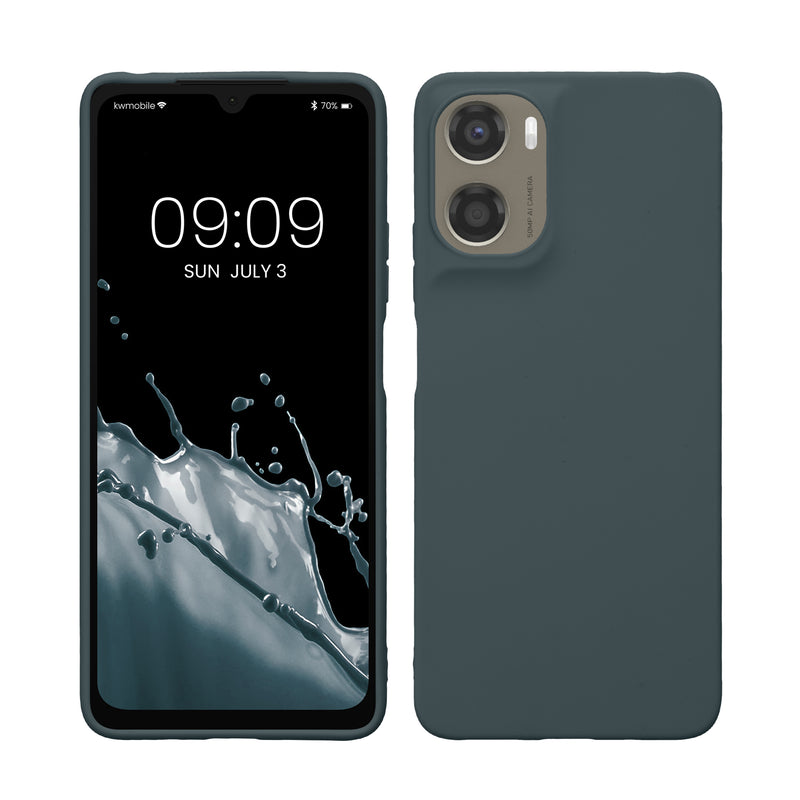 kwmobile Hülle kompatibel mit Motorola Moto G06 Hülle - weiches TPU Silikon Case - Cover geeignet für kabelloses Laden - Dunkler Schiefer Dunkler Schiefer  