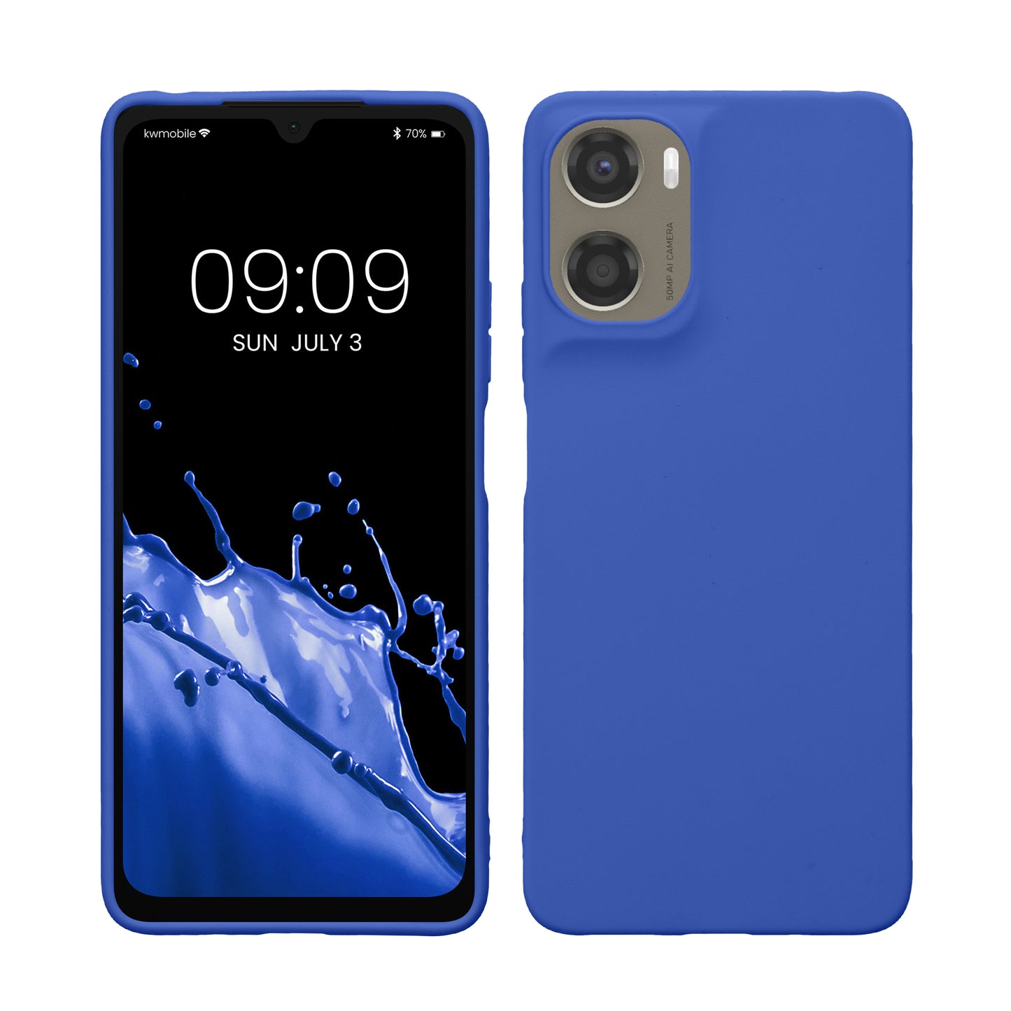 kwmobile Hülle kompatibel mit Motorola Moto G06 Hülle - weiches TPU Silikon Case - Cover geeignet für kabelloses Laden - Baltik Blau Baltik Blau  