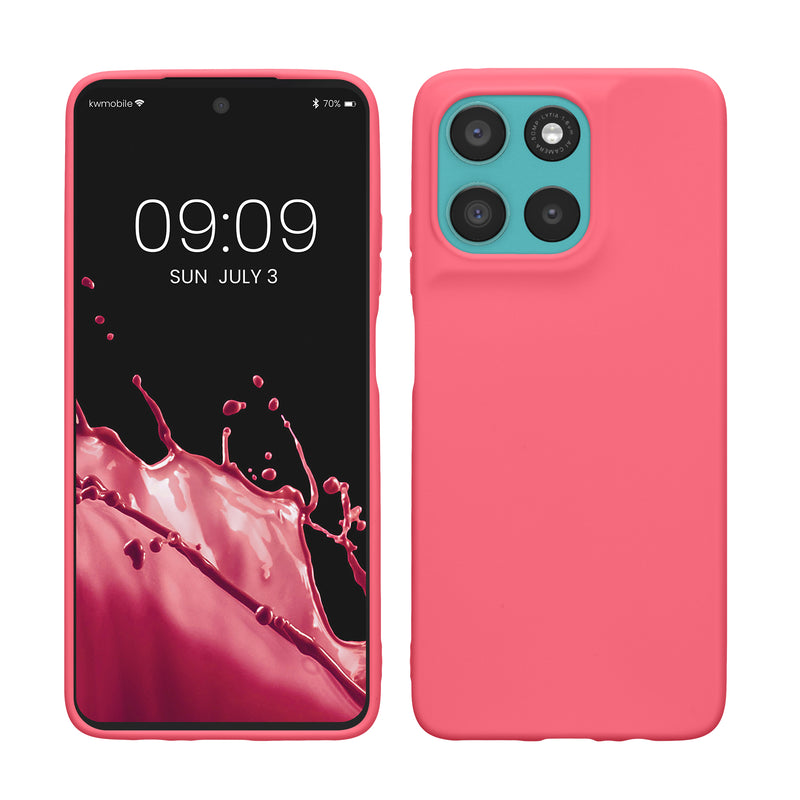 kwmobile Hülle kompatibel mit Motorola Moto G57 Power / Moto G67 Power Hülle - weiches TPU Silikon Case - Cover geeignet für kabelloses Laden - Neon Koralle matt Neon Koralle matt  