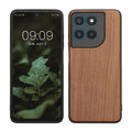 kwmobile Hülle kompatibel mit Motorola Moto G57 Power / Moto G67 Power Hülle - Holz Case - stoßfestes Handy Cover - TPU Handyhülle in Dunkelbraun Walnussholz Dunkelbraun  