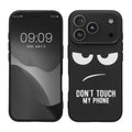 kwmobile Hülle kompatibel mit Apple iPhone 17 Pro - Handyhülle Silikon Case - Don't touch my Phone Weiß Schwarz Weiß  [dsg01]