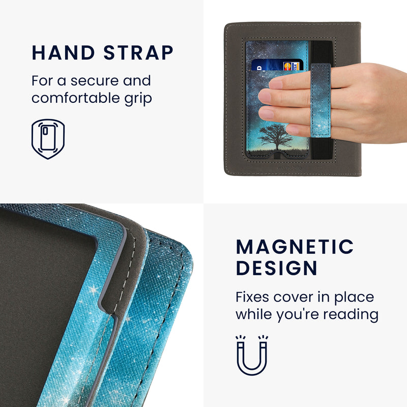 kwmobile Flip Cover kompatibel mit Onyx Boox Leaf 2 - Hülle mit Handschlaufe
