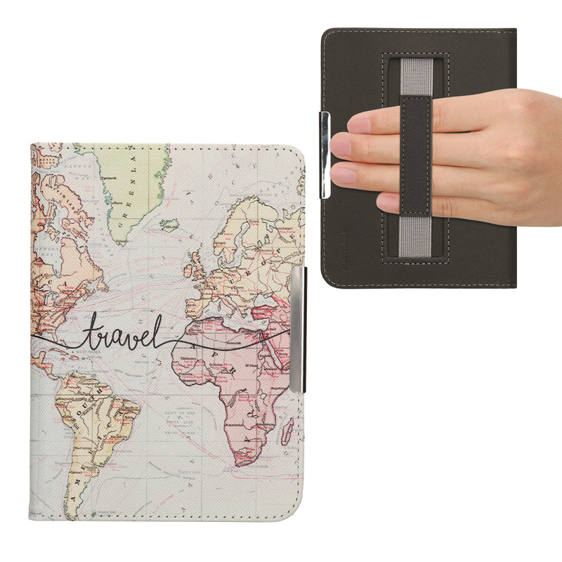 kwmobile Schutzhülle für Kobo Clara 2E / Tolino Shine 4 Hülle - eReader Flip Case mit Handschlaufe und Auto Sleep Funktion