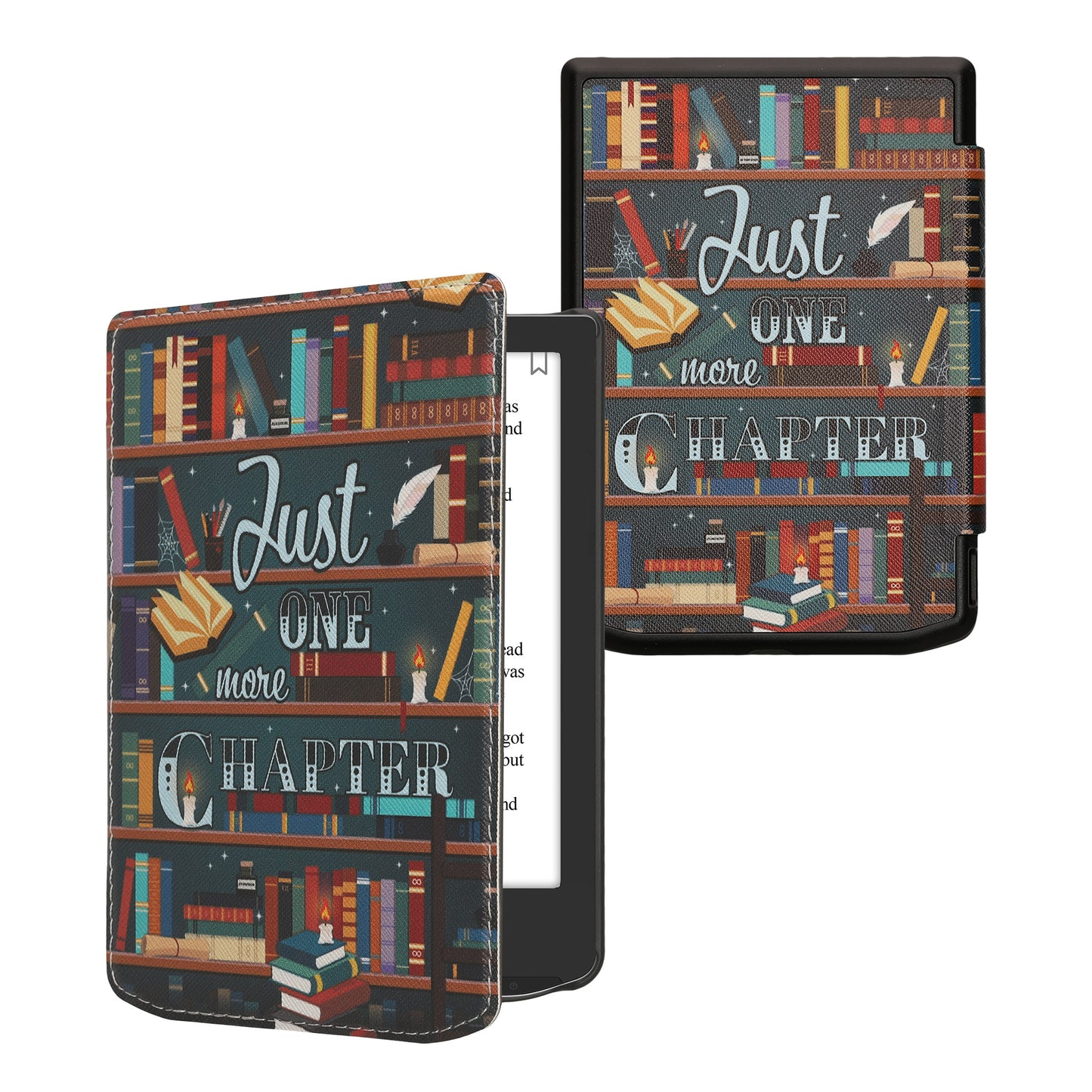 kwmobile Klapphülle kompatibel mit Pocketbook Verse / Verse Lite / Verse Pro / Color / Vivlio Light/Light HD Hülle - eReader Case - Bibliothek Motto Mehrfarbig Mehrfarbig  [dsg01]
