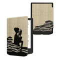 kwmobile Klapphülle kompatibel mit Pocketbook Verse / Verse Lite / Verse Pro / Color / Vivlio Light/Light HD Hülle - eReader Case - Lesende Frau Schwarz Beige Schwarz  [dsg06]