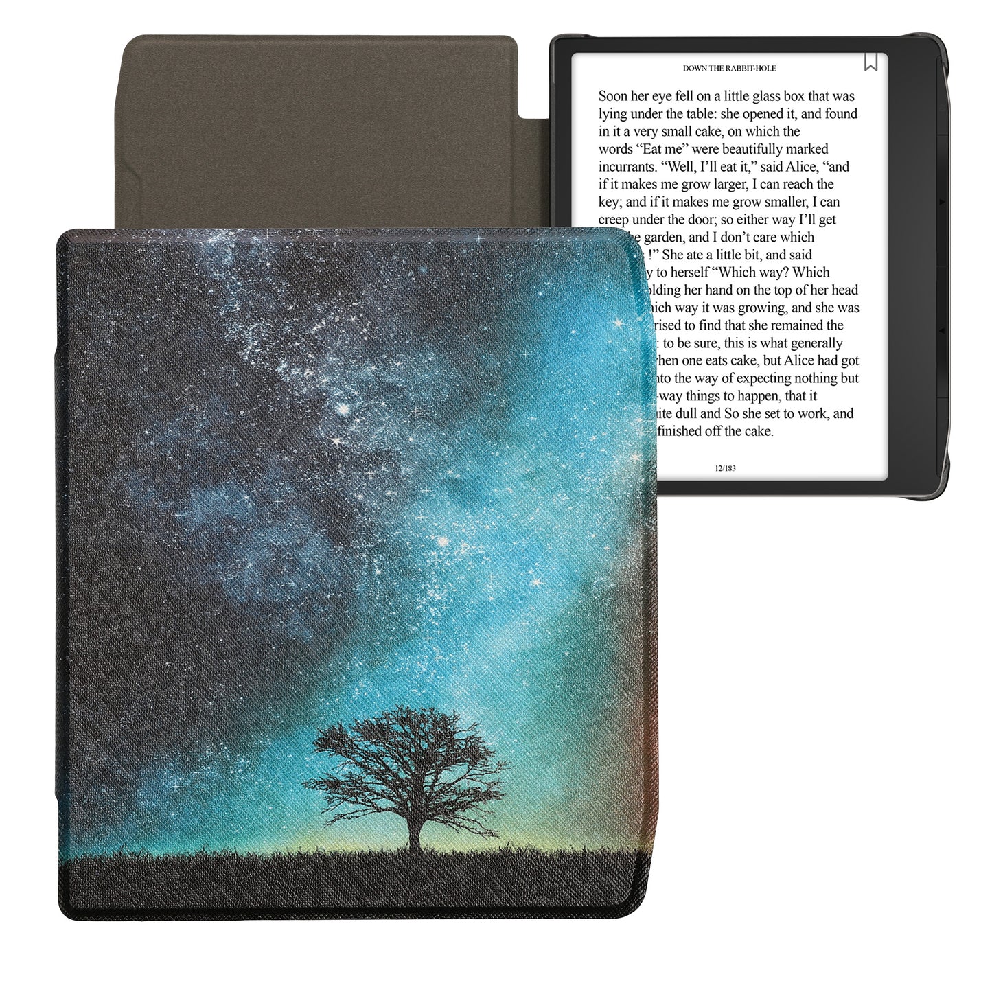 kwmobile Schutzhülle für Pocketbook Era / Era Color Hülle - eReader Flip Case mit Auto Sleep Funktion - Galaxie Baum Wiese