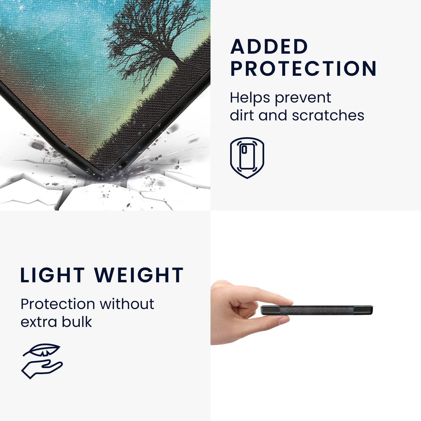 kwmobile Schutzhülle für Pocketbook Era / Era Color Hülle - eReader Flip Case mit Auto Sleep Funktion - Galaxie Baum Wiese