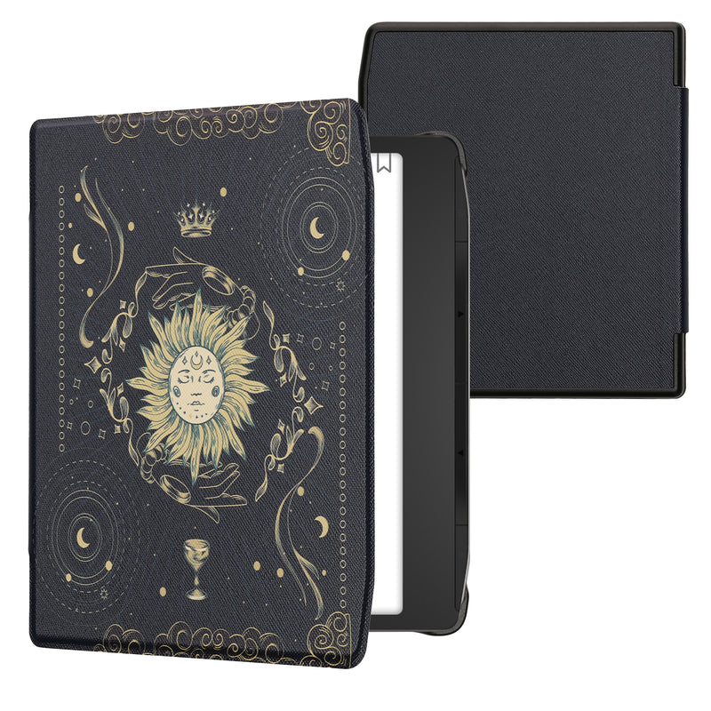 kwmobile Klapphülle kompatibel mit Pocketbook Era / Era Color Hülle - eReader Case - Tarot Karten Dunkelblau Gelb Schwarz Dunkelblau  [dsg07]