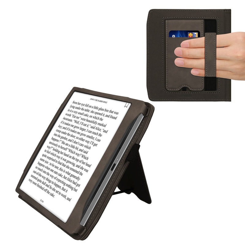 kwmobile Schutzhülle kompatibel mit Pocketbook Era / Era Color Flip Hülle - Cover mit Handschlaufe - Herz Brush Grau Grau  [dsg02]