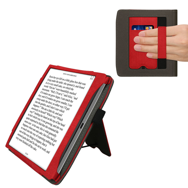 kwmobile Hülle kompatibel mit Pocketbook Era / Era Color Hülle - Flip Case mit Handschlaufe - Kunstleder Cover - Rot Dunkelgrau Rot  