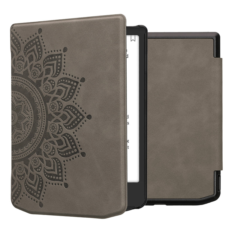 kwmobile Hülle kompatibel mit Pocketbook Verse / Verse Lite / Verse Pro / Color / Vivlio Light/Light HD Hülle - Kunstleder Cover - Aufgehende Sonne Grau Grau  [dsg02]