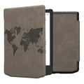 kwmobile Hülle kompatibel mit Pocketbook Verse / Verse Lite / Verse Pro / Color / Vivlio Light/Light HD Hülle - Kunstleder Cover - Travel Umriss Grau Grau  [dsg04]