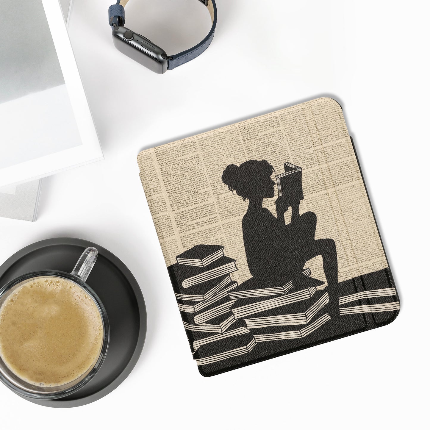 kwmobile Schutzhülle für Kobo Kobo Libra Colour / Tolino Vision Color Hülle - eReader Flip Case mit Auto Sleep Funktion