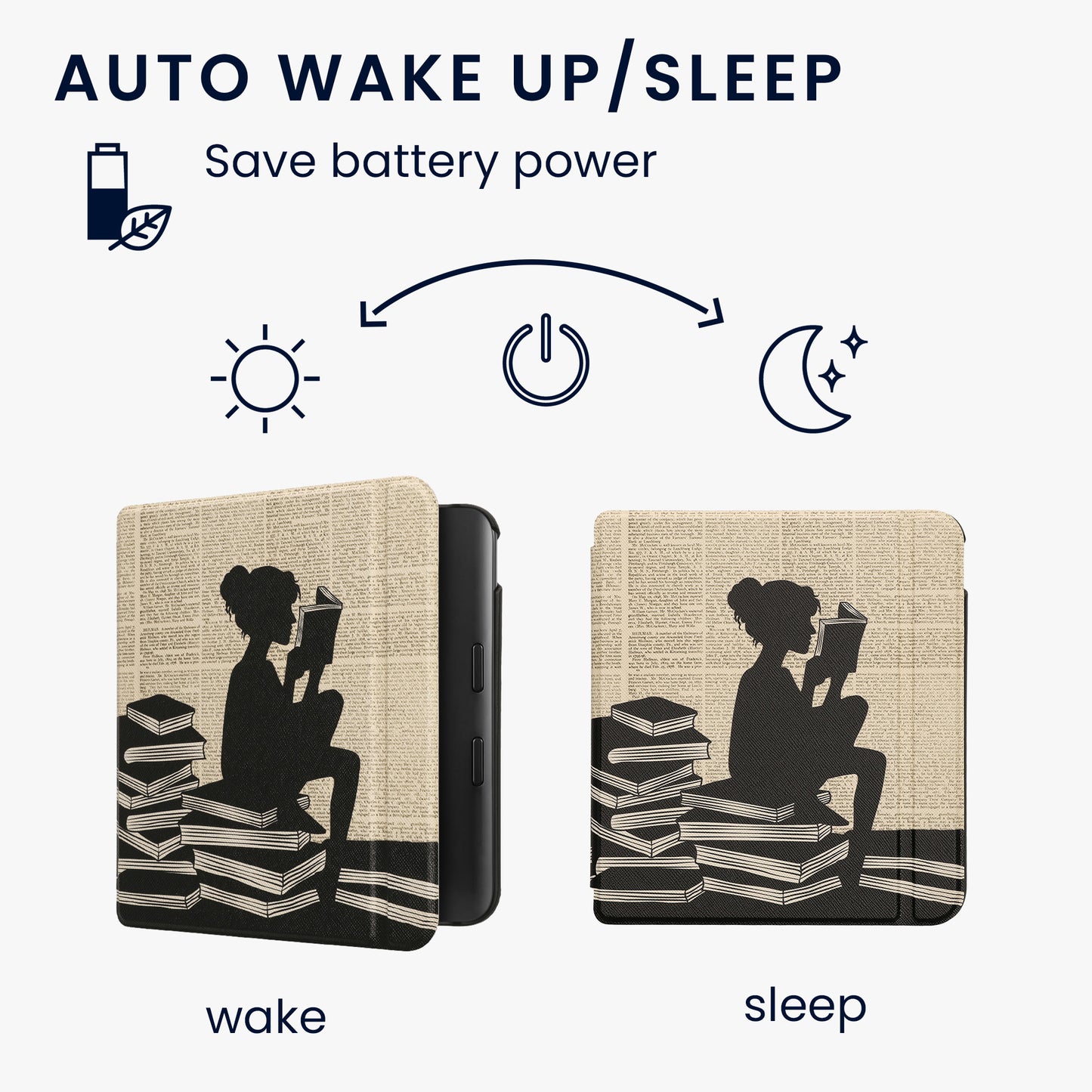 kwmobile Schutzhülle für Kobo Kobo Libra Colour / Tolino Vision Color Hülle - eReader Flip Case mit Auto Sleep Funktion