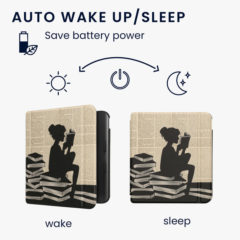kwmobile Schutzhülle für Kobo Kobo Libra Colour / Tolino Vision Color Hülle - eReader Flip Case mit Auto Sleep Funktion