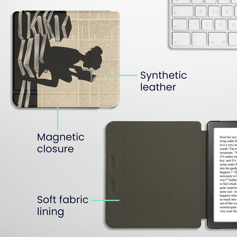 kwmobile Schutzhülle für Kobo Kobo Libra Colour / Tolino Vision Color Hülle - eReader Flip Case mit Auto Sleep Funktion