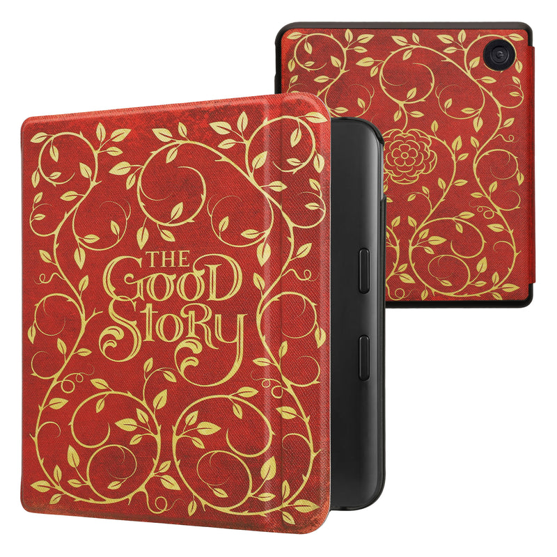 kwmobile Klapphülle kompatibel mit Kobo Kobo Libra Colour / Tolino Vision Color Hülle - eReader Case - Buchcover Good Story Gelb Orange Rot Gelb  [dsg11]