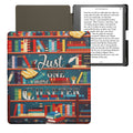 kwmobile Schutzhülle für Amazon Kindle Scribe (2022/2024) Hülle - eReader Flip Case mit Auto Sleep Funktion - Bibliothek Motto