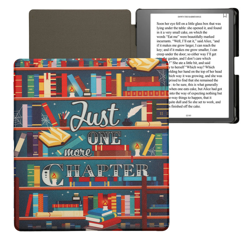 kwmobile Schutzhülle für Amazon Kindle Scribe (2022/2024) Hülle - eReader Flip Case mit Auto Sleep Funktion - Bibliothek Motto