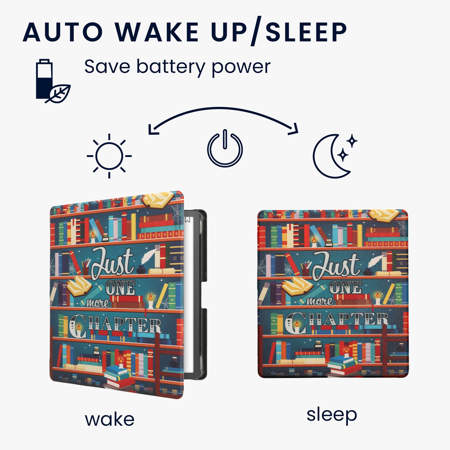 kwmobile Schutzhülle für Amazon Kindle Scribe (2022/2024) Hülle - eReader Flip Case mit Auto Sleep Funktion - Bibliothek Motto