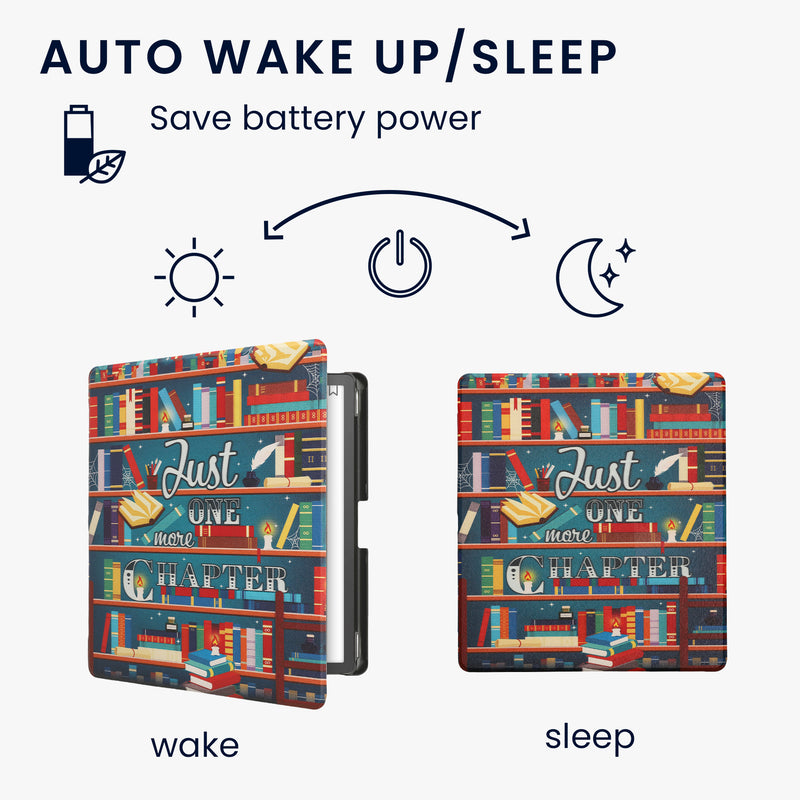 kwmobile Schutzhülle für Amazon Kindle Scribe (2022/2024) Hülle - eReader Flip Case mit Auto Sleep Funktion - Bibliothek Motto