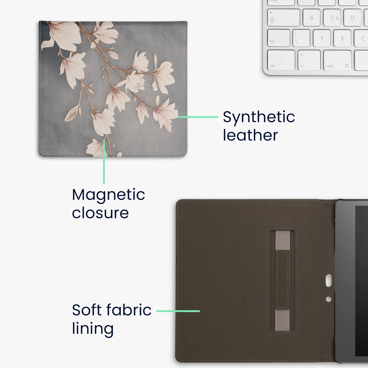 kwmobile Schutzhülle für Amazon Kindle Scribe (2022/2024) Hülle - eReader Flip Case mit Handschlaufe und Auto Sleep Funktion