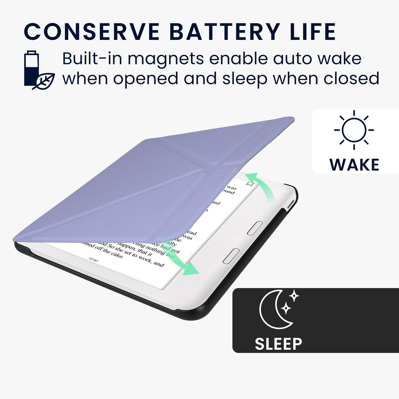 kwmobile Schutzhülle für Kobo Kobo Libra Colour / Tolino Vision Color Hülle - Kunstleder Case - eReader Klapphülle mit Auto Sleep Funktion - Cover mit Ständer
