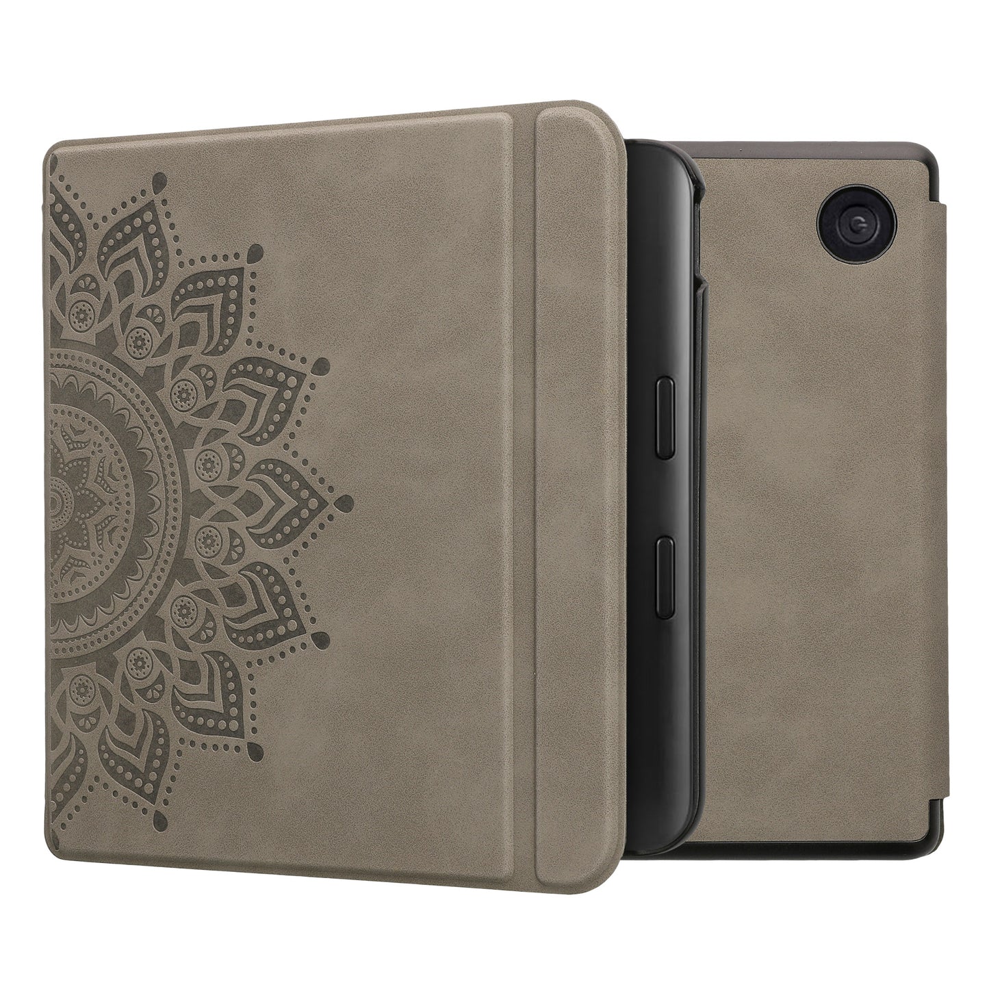 kwmobile Hülle kompatibel mit Kobo Kobo Libra Colour / Tolino Vision Color Hülle - Kunstleder Cover - Aufgehende Sonne Grau Grau  [dsg01]