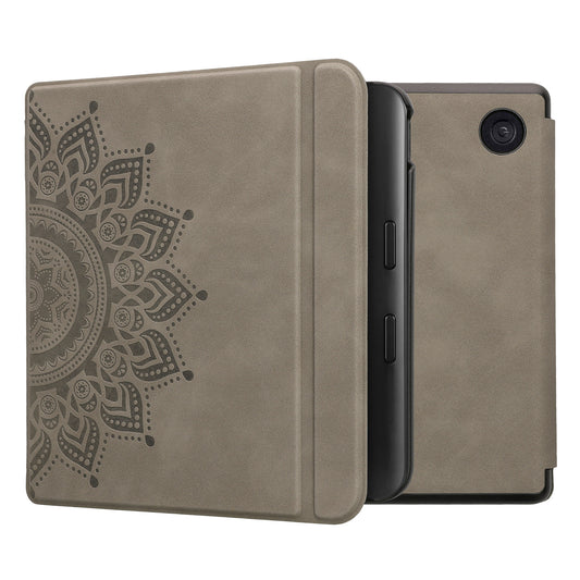 kwmobile Hülle kompatibel mit Kobo Kobo Libra Colour / Tolino Vision Color Hülle - Kunstleder Cover - Aufgehende Sonne Grau Grau  [dsg01]