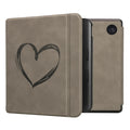 kwmobile Hülle kompatibel mit Kobo Kobo Libra Colour / Tolino Vision Color Hülle - Kunstleder Cover - Herz Brush Grau Grau  [dsg02]