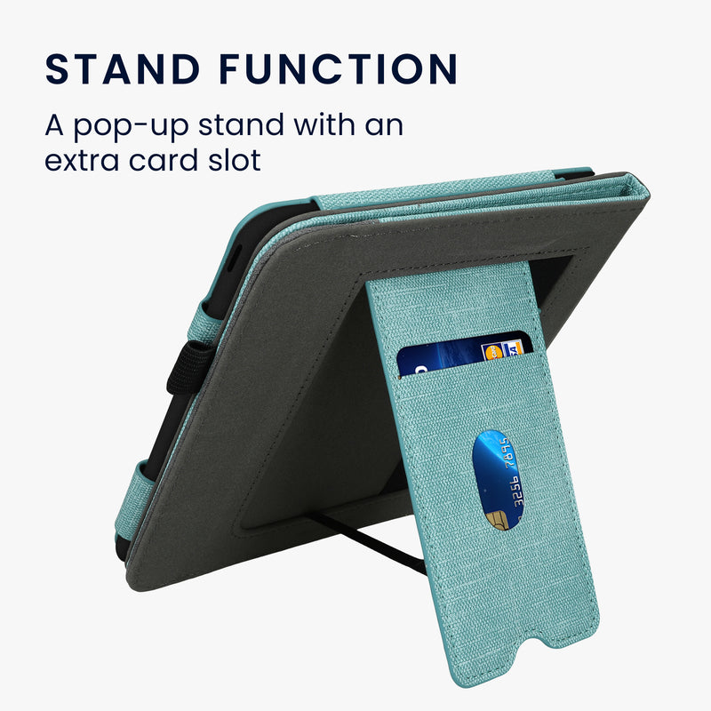 kwmobile Hülle kompatibel mit Kobo Kobo Libra Colour / Tolino Vision Color Hülle - Flip Case mit Handschlaufe - Kunstleder Cover