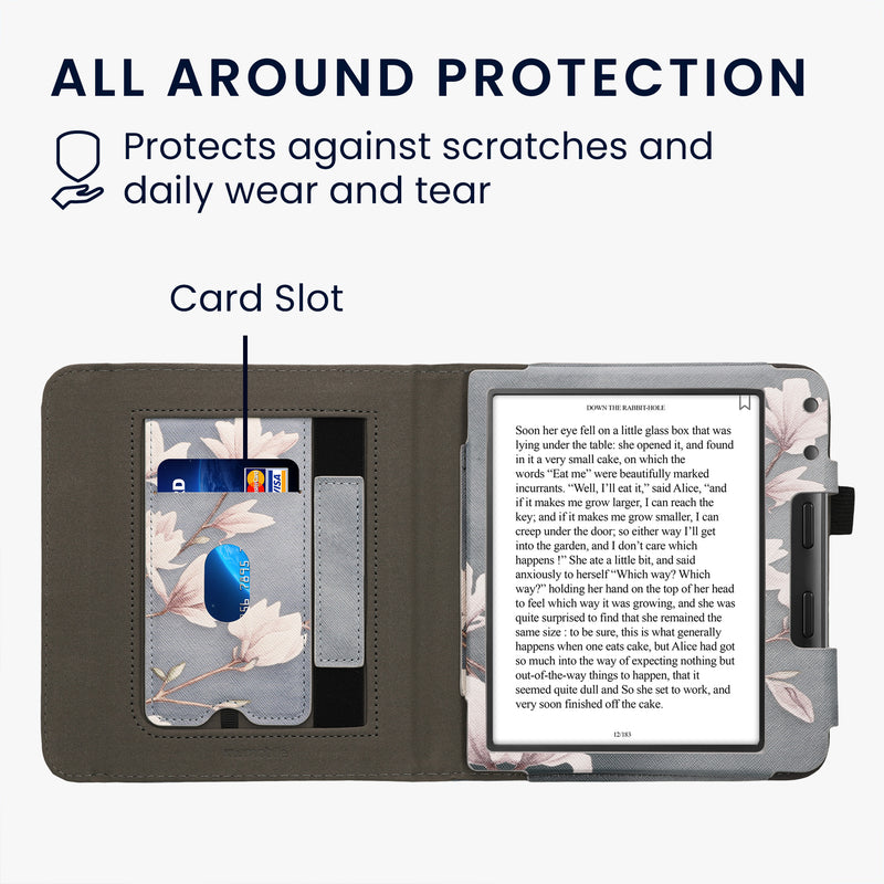 kwmobile Flip Cover kompatibel mit Kobo Kobo Libra Colour / Tolino Vision Color - Hülle mit Handschlaufe