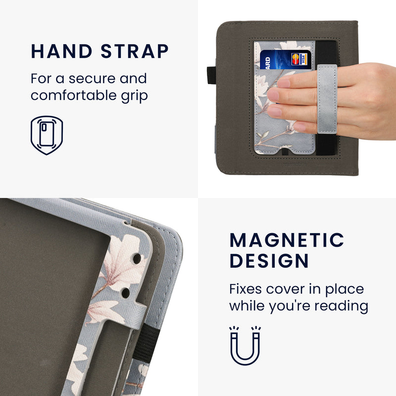 kwmobile Flip Cover kompatibel mit Kobo Kobo Libra Colour / Tolino Vision Color - Hülle mit Handschlaufe