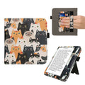 kwmobile Flip Cover kompatibel mit Kobo Kobo Libra Colour / Tolino Vision Color - Hülle mit Handschlaufe Katzen Orange Schwarz Weiß Orange  [dsg07]