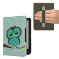 kwmobile Klapphülle kompatibel mit Kobo Clara BW / Clara Colour / Tolino Shine (5) / Shine Color Hülle - Flipcase für den eReader mit Handschlaufe - Eule Schlaf Türkis Braun Mintgrün Türkis  [dsg11]
